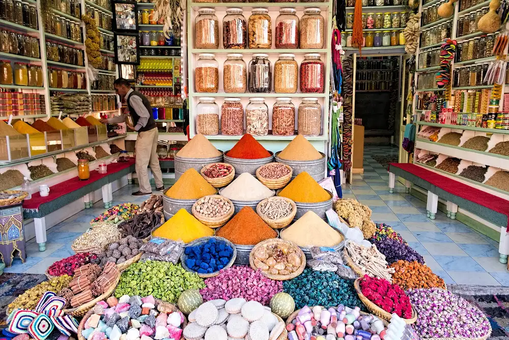 A spice stall in the souks of Marrakech